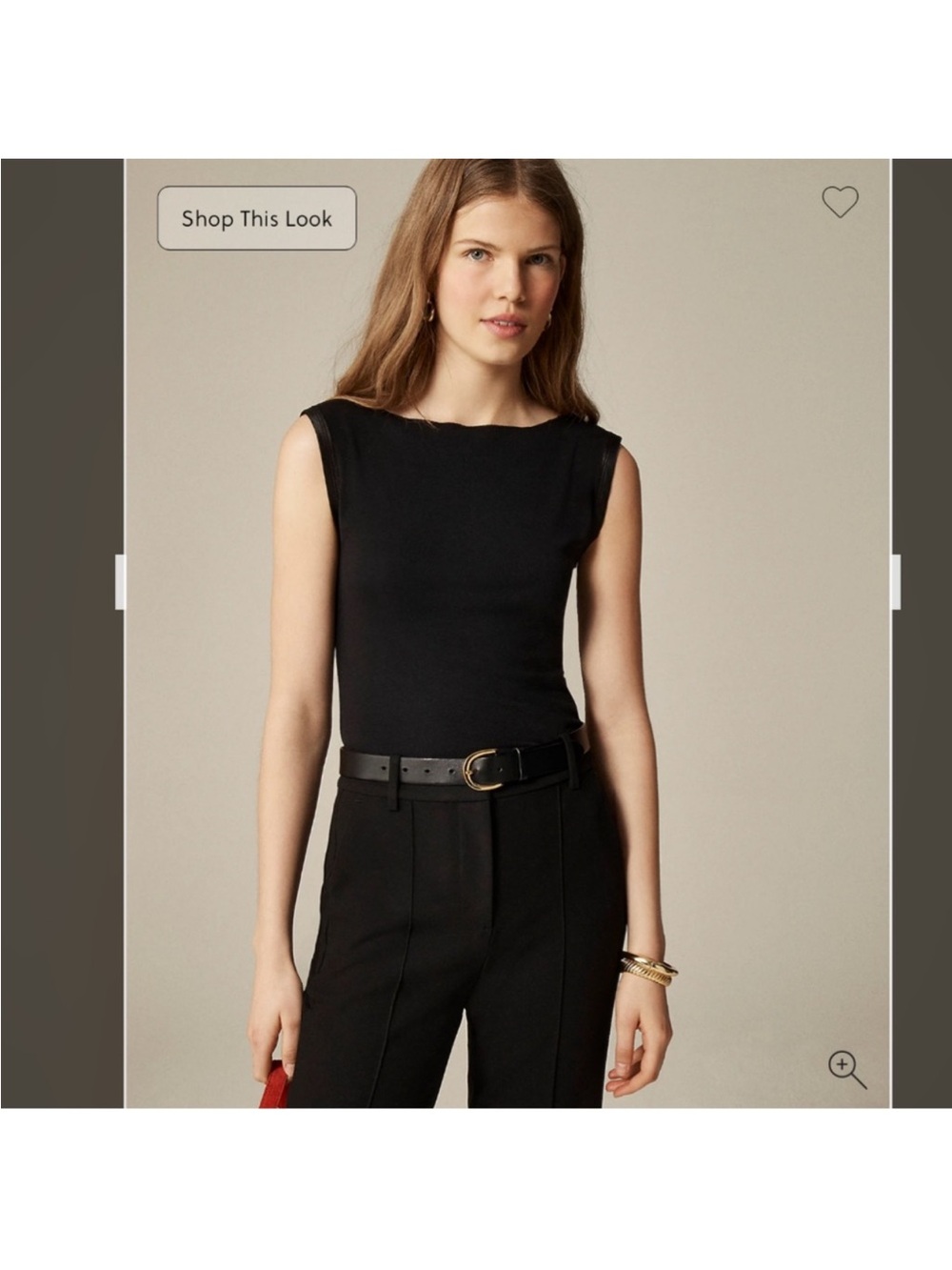 J. Crew Black Refined Rib Shell Tank Top CC983 Lux Satin Trim Capsule Basic